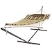 Best Choice Products 12ft Outdoor Cotton 2-Person Double Hammock Set w/Stand, Pad, Pillow - Brown