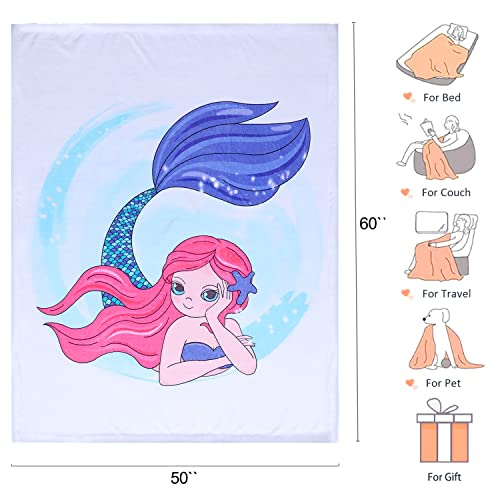 Jurllyshe Mermaid Throw Blanket Super Soft & Fuzzy Ocean Theme Blanket Cute Plush Fleece Mermaid Tail Blanket Gifts Blanket For Women Girls Everyday Use (Mermaid-4) #TOP3