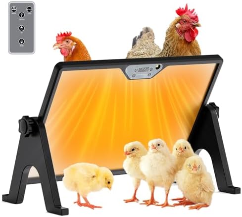 Brooder Plate for Chicks with Temp Control and Display,Dual-Sided Chicken Coop Heater with Remote,Timer Function & Cycle Work,Adjustable Angle,Safe Heater Plate for Ducks Quail Poultry Warm,13
