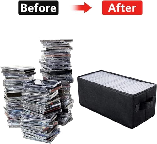 Image of UENTIP CD Storage Box-Pack of 8 CD Case holder,For Home Car Travel Office | CD Organizer- 13.2 inch x 5.9 inch x 5.3 inch, Large Capacity Storage,Holds 256 Full Jewel Case CDs,512 Slim Case CDs,or 1400 Sleeved CDs