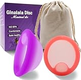 Ginalaia Menstrual Disc, Reusable Medical-Grade Silicone Soft, Flexible, Reusable Period disc for Women - Wear 12 Hours - Removal Notch (Purple+Pink, L+M)