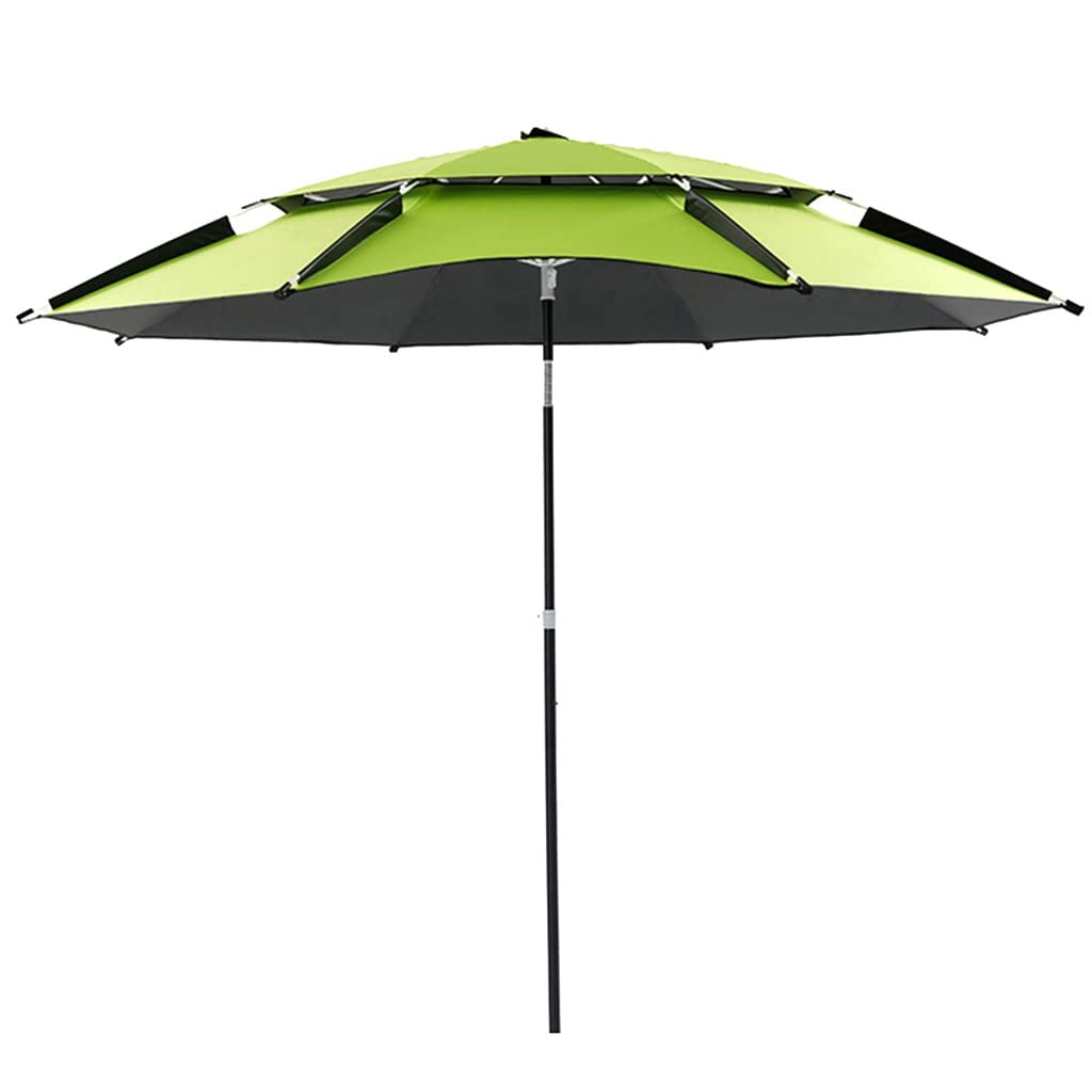 Parasol Ogrodowy Zielony, Parasole Tarasowe Na Zewnątrz, Dwuwarstwowy Parasol Plażowy Z Korbą, Regulacja Pochylenia 360°, Trawniki, Parki, Balkony (Color : A, Size : 2.4m/7.8ft)