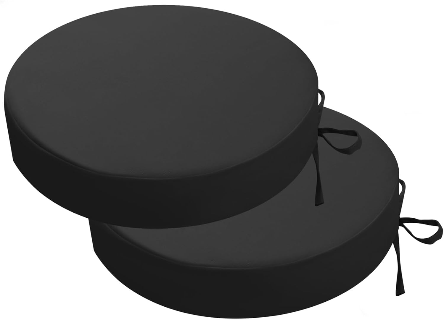 PRIMEPATIO Round Outdoor Chair Cushions Set of 2, Thick 7cm, Round Garden Seat Cushions with Ties, Waterproof Patio Bistro Chair Pads for Outdoor Furniture, 38 x 38cm, Black โ image 1