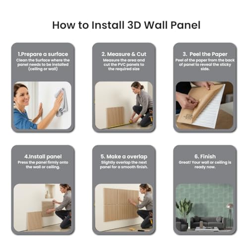 Image of PVC Self-Adhesive Wall Panels for Home Interior Decor | Set of 10 Panels | Total Coverage 10 Sq. Ft. (Edge Water)