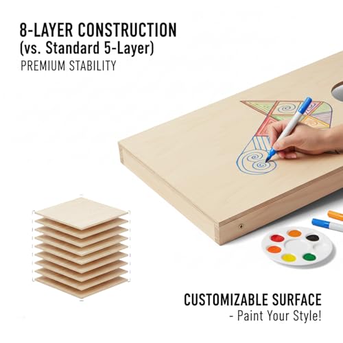 Image of Cornhole Set, Cornhole Boards with 8 Bean Bags,Portable Game Set for Travel Home Office Recreation Tailgate