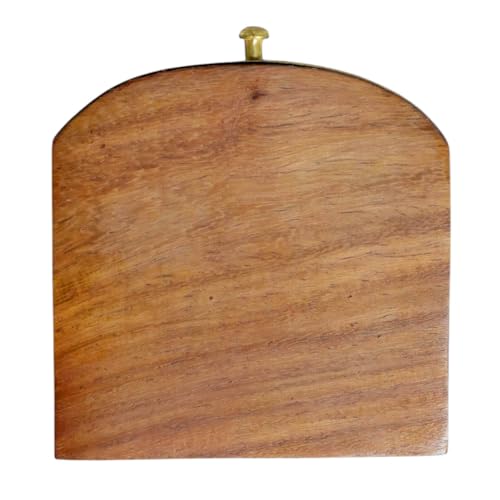 Image of Saras Aajeevika 6 Pc Set of Handmade Wooden Round Curved Coaster /Coster with Brass Kettle Shape Holder for Kitchen Decor Hot Pots, Tea Cups, Coffee Mugs, Glasses Coaster Sets (Design 1)