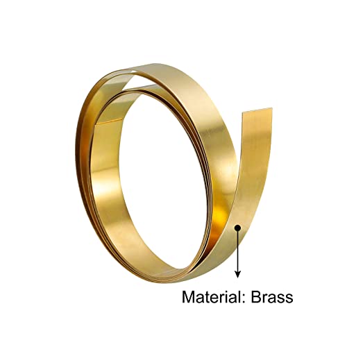 Sourcing Map Brass Sheet Roll, 0.3mm x 10mm x 1000mm, H62 Brass, Gold, For Crafts, Electrical Repairs, Grounding