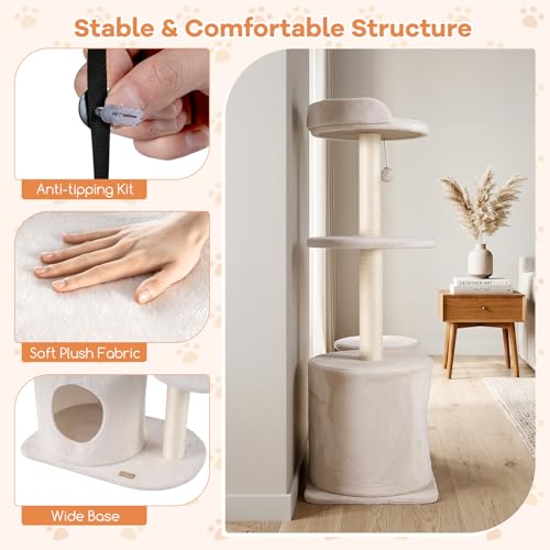 Árbol para gatos moderno 43 pulgadas con juguetes y rascadores miniatura 7
