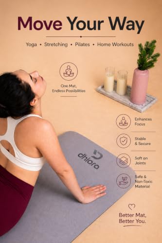 Image of Premium Yoga Mat 6mm Thick for Women & Men | Non-Slip Exercise Mat for Home Workout, Yoga, Pilates & Stretching | Extra Cushioning, Sweat Resistant, Anti-Tear | Grey Black