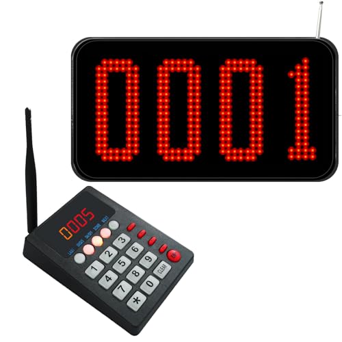 CYSSJF Take a Number System Wireless Queue Call System with 4-Digit LED Display and Calling Keypad, Voice Broadcast Long Range Waiting Number System for Restaurant, Clinic, Hospital, Fast Food