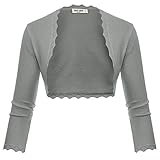chaqueta niña gris plata Cárdigan corto elegante de mujer con chal con mangas 3/4 y chaqueta corta casual para la primavera verano en material ligero con dobladillo irregular, perfecto para la primavera verano otoño