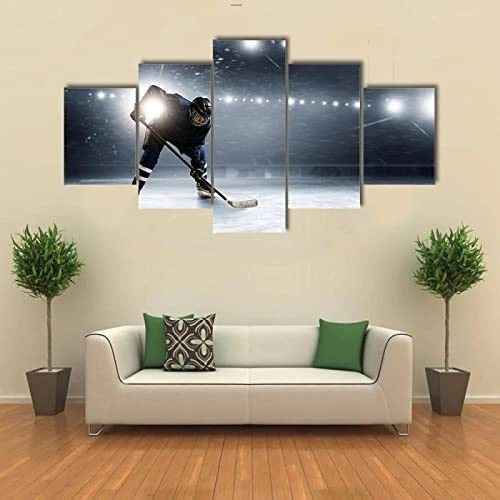 Peintures sur toile hockey XXL tableau 5 pièces salon sans cadre