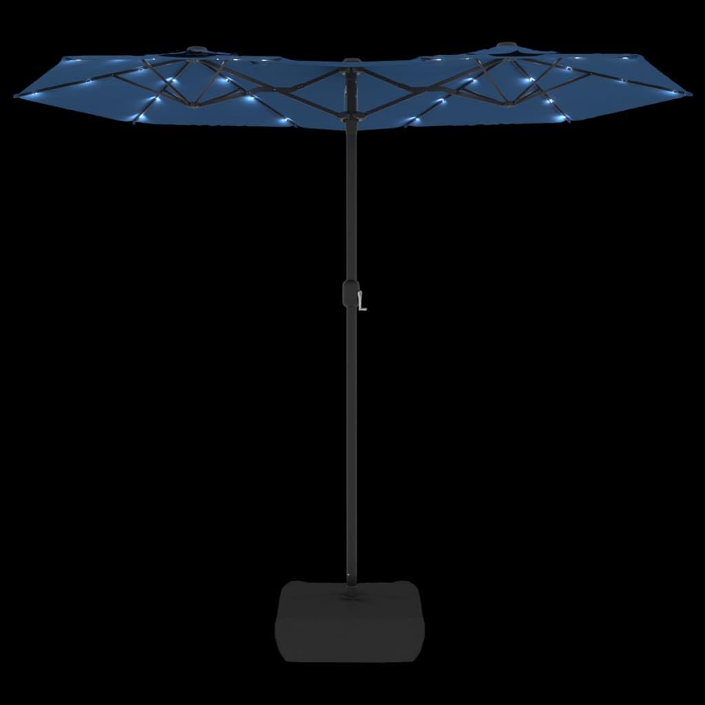 Homgoday Sombrilla Doble de jardín con Luces LED Azul 316x240 cm Sombrilla Terraza Exterior, Sombrilla Jardín Grande Orientable Jardín Parasol Balcón