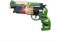 Pistola de Brinquedo Camuflada com Luzes Led Sons e Leaser, Revólver Infantil, Tema Militar Exército
