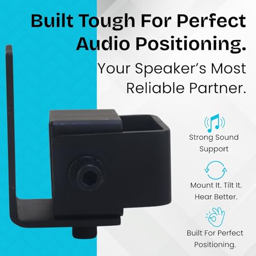 Image of Audiovan Iron Satellite Speaker Wall Mount /Speaker Wall Bracket Thread Hole 5 MM, 6 MM, 8 MM ( /Keyhole Speakers - Universal Type (Speaker Wall Mount, Black)