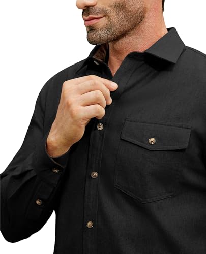 Flannel Shirt for Men Long Sleeve Mens Dress Shirts Cotton Casual Button Down Shirt Big Work Shacket Jackets3