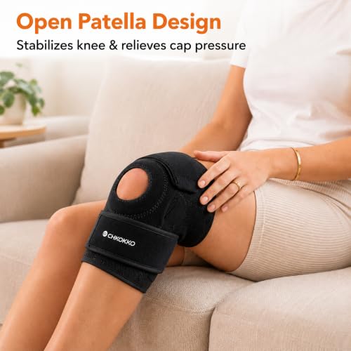 Image of CHKOKKO Premium Knee Cap for women men pain relief | knee support for men gym No Allergic Effect On Skin | Open Patella with Dual Stabilizers | Knee support for gym Arthritis Running Physical Activities | Universal Fit, 1 Piece (Not A Pair)