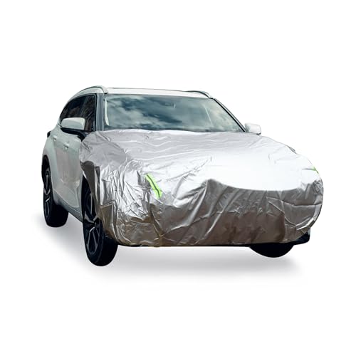 Image of Front Half Car Cover Waterproof 210x110cm Outdoor Half Cover for Car 210D Silver Tone Auto Replacement Parts