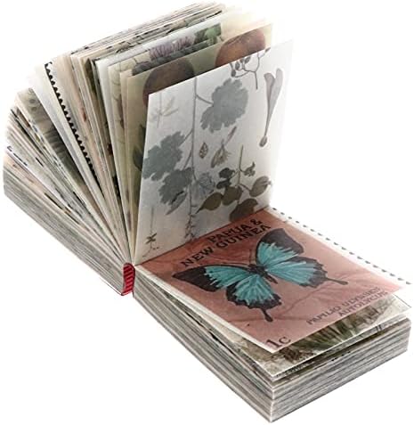 Healifty 1 Book Vintage Journaling Supplies Retro Scrapbooking DIY Material Paper Butterfly Plant Floral News Paper Decorative Craft Diary Journal Embellishment (365 Sheets)