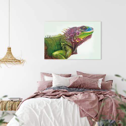 Lizard Canvas Wall Facing Living Room Bedroom Wall Decoration Office Mural Bathroom Wall Decoration Creative Abstract Pictures Room Home Decor Inspirational Wall Art 16X24Inc #TOP4