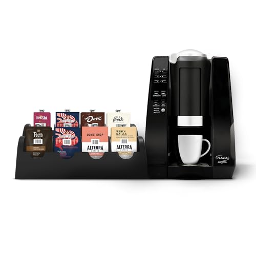 Flavia Brewer Bundle with 134 Freshpacks and 1 Merchandiser - Black, Makes Coffee, Lattes, Tea, and other Hot or Cold Beverages with Single-Serve Freshpacks, Multiple Brew Sizes