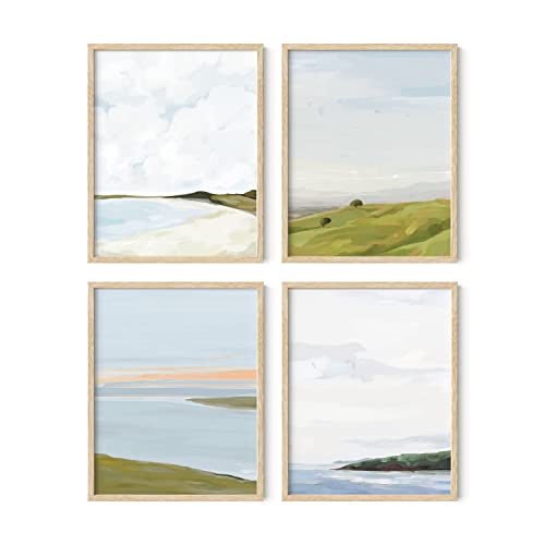 HAUS AND HUES Landscape Wall Art - Set of 6 Nature Poster, Oil Painting Art, Scenic Wall Poster, Country Side Wall Art, Farmhouse Wall Prints, Mountain Wall Art (Beige Frame, 11x14)