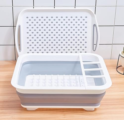 Collapsible Dish Rack and Drainboard Set Foldable Dishes Drying Racks Portable Drainer Dinnerware Organizer Folding Tableware Storage Cutlery Rack for Kitchen Counter RV Camper Accessories by ZhildChen - Image 5