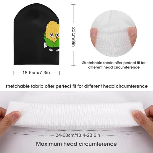 Cute and Funny Corn Pattern Kids Beanie Hat for for Girls Boys Children Cap Winter Knitted Chemo Cancer Headwear Accessories Gifts Decoration Black2