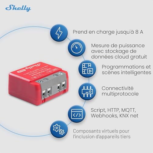 Interrupteur Matter Zigbee Wi-Fi 1 canal 8A Shelly Mini Gen4 connecté - 5