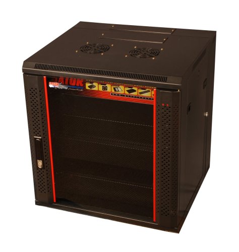 Gator Cases GR-WF4B1217TD-12U 17-Inch Deep Fixed Wall Mounted Rack with Vented Glass Front Door Included (Black)