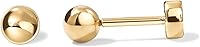 PAVOI 14K Gold Plated 925 Sterling Silver 3mm Ball Stud Flatback Earrings for Women - Dainty Helix Cartilage Piercing Jewelry