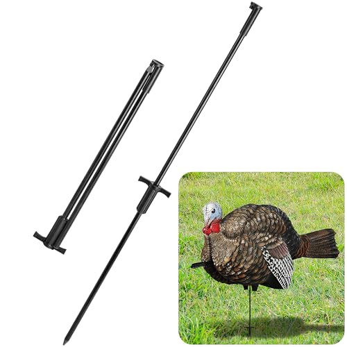 RunNico 2 Pcs Turkey Decoy Hunting Stake, Collapsible Turkey Mounting Stakes, Portable Decoys Pole for Outdoor Bait Trapping Replacement Accessories