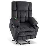 MCombo Dual Motor Riser and Recliner Chairs for Elderly, Electric Power Lift Recliner for Living Room, Infinite Position, Heat & Massage, Extended Footrest, USB Ports, Fabric 7896 (Dark Grey, Large)