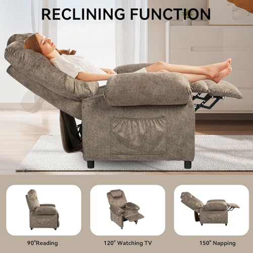 Sillón reclinable pequeño tela marrón miniatura 3