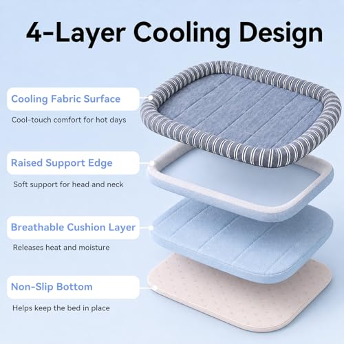 Urnat Cooling Bed Mat for Cat & Small Dog up to 40lbs, Non-Slip Washable Pet Pad (Grey,L) — view 3