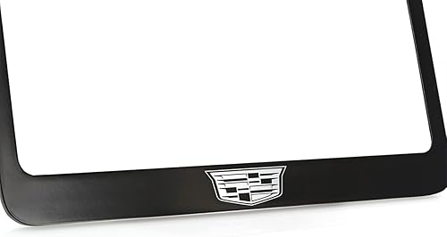 Miniatura 3 de Cadillac Crest - Soporte de metal para placa de matrícula, recubrimiento en polvo negro con cromo expuesto