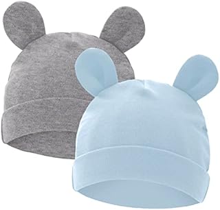 XYIYI Baby Newborn Beanie Hats Cotton Bear Ears Infant Caps for 0-6 Months Baby Boys Girls