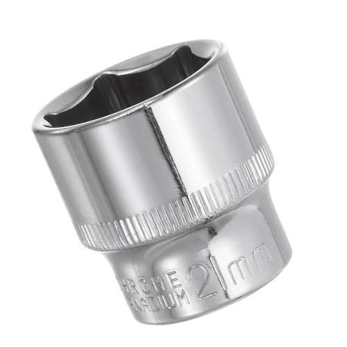 Image of Youzzei 21mm 3/8 Inch Square Drive Socket, 6 Point Metric Socket, Polishing Chrom Vanadium Alloy Steel 21mm Sockets 3/8" Drive for Car Repair Mechanical Maintenance Home Use