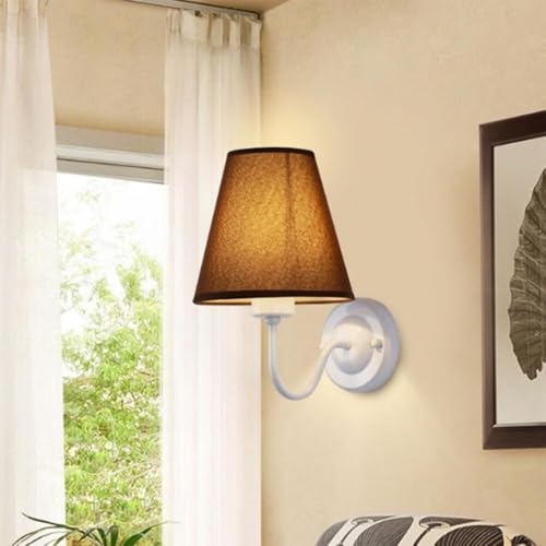 Aplique de pared moderno con pantalla de tela de hierro antioxidante para iluminar el dormitorio 3