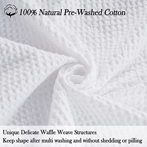 Phf 100% Cotton Waffle Weave Throw Blanket 50" X 60"-Lightweight Washed Soft Breathable Blanket For Adults And Kids-Perfect Blanket Layer For Couch Bed Sofa-Elegant Home Decoration- White #TOP2