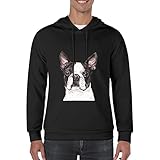 BAIKUTOUAN Cute Boston Terrier Dog Men's Sweatshirt Long Sleeve Hoodies Casual Hooded Pullover with
