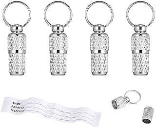 SIOPPKIK Anti-Lost Pet ID Tag Barrel, 4 Pcs Stainless Steel Pet Dog Cat Puppy ID Address Name Label Personalized Tag Barrel Tube Collar