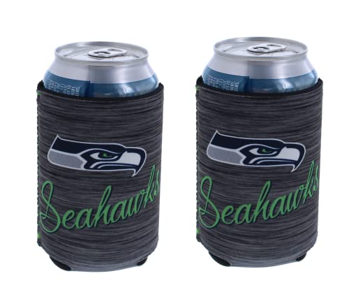 Football Team Logo Can Holder Drink Coozie Beverage Insulator 2-Pack (Seattle (Seahawks) - Active Static)