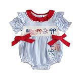 citgeett My First 4th of July Baby Girl Outfit American Flag Onesie 4th of July Bubble Romper Summer Infant Newborn Clothes (4th of july newborn outfit, 12-18 Months)