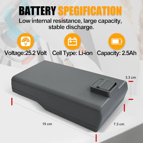 Akku für Genius Invictus X7, X7-01, X9, X9-01, A8, A9 Staubsauger, Ersatz für Modell 101904370, ZB1669-7S1P-01, 25,2Volt, 2500mAh, 63Wh. (Invictus X7/X9)