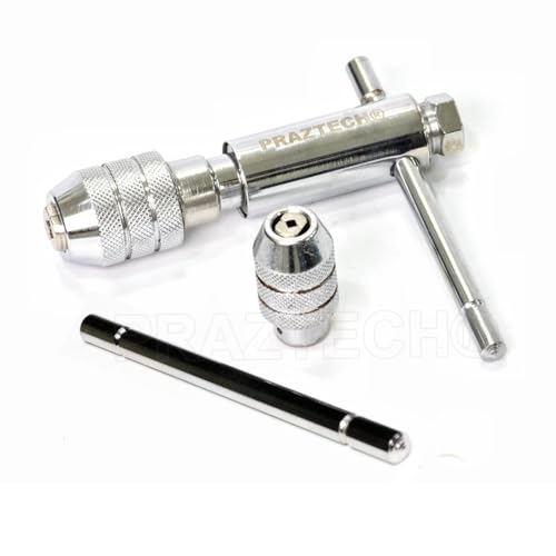 PRAZTECH® Interchangeable Reversible Ratchet T-Handle Tap Wrench Holder Set | Premium Quality Finish | Easy Use workshop DIY tool