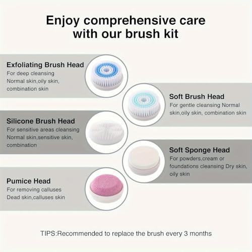 Brosse exfoliante visage rotative rechargeable NYSDM avec 5 têtes - 8