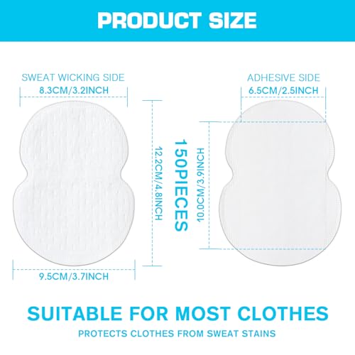 ziyue Underarm Sweat Pads, 150 Count Disposable Armpit Sweat Pads for Women & Men, Ultra-Thin Microfiber Sweat Shields with Strong Adhesive, Dress Shirt & Blouse Underarm Protection - Thumbnail 6