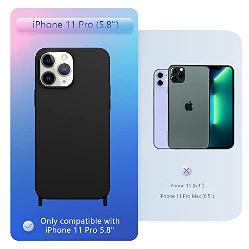 Image of Compatible with iPhone 11 Pro Case with Lanyard Crossbody iPhone Case with Strap Adjustable Shockproof Drop Protection Silicone Phone Cover for iPhone 11 Pro 5.8'' Black