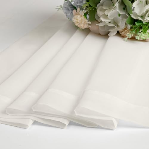 Image of Chyhomenyc Sheer Valances for Windows, Light Filtering Small Window Curtains for Living Room Bathroom Cafe Laundry Basement, Modern Top Dual Rod Pocket Voile Curtain, 59Wx14L inches, Ivory, 2 Pieces